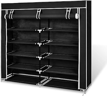 vidaXL Schuhschrank Vlies 5 Etagen 115x28x110cm Schwarz Schuhregal Schuhablage