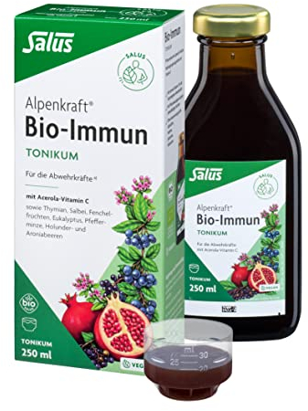 Salus - Alpenkraft Bio-Immun-Tonikum - 1x 250 ml - Nahrungsergänzungsmittel mit Acerola-Vitamin C für die Abwehrkräfte - Salus Original-Rezeptur – vegan - bio