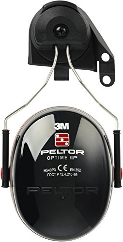 3M PELTOR Optime III Earmuffs, 34 dB, Black/Red, Helmet Mounted, H540P3K-413-SV