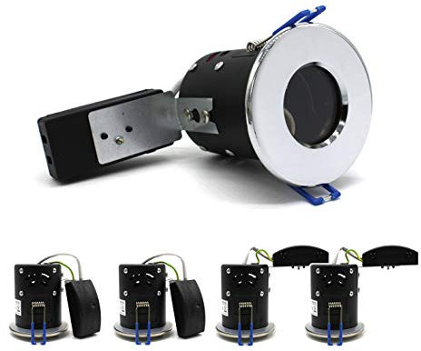 sanlumia 4 X LED Fire Rated Downlight Can GU10 Recessed Ceiling Twist & Lock Interchangeable Downlight IP65 Chrome