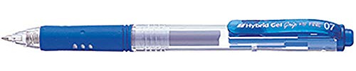 Pentel Hybrid Gel Grip Retractile Blue 12 Stück (S) – einziehbare Gel-Kugelschreiber, blau, blau, transparent, mittel, 0,7 mm, Metall)