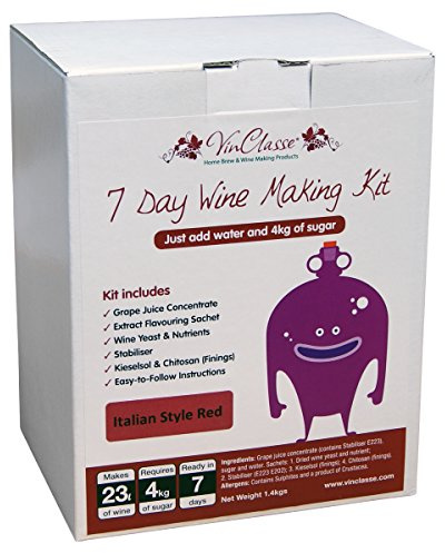 VinClasse Italian Style Red Wine 7 Day (Sugar Required) Ingredient Kit for 30 Bottles