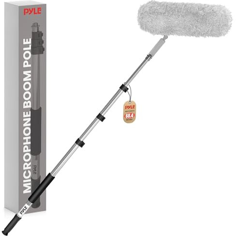 Pyle Telescope Microphone Boom Fish Pole for Shotgun Mics with Adjustable Length-5.7’ ft. (PMKSB06), Black