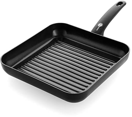 GreenPan Cambridge Healthy Ceramic Nonstick 28 cm Square Griddle Pan, PFAS Free, For all hobs including Induction, Oven Safe up to 160°C, Black