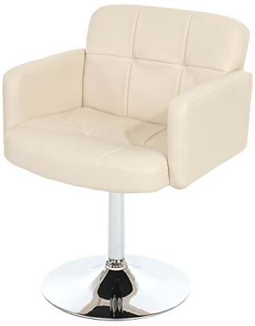 Mendler Esszimmerstuhl Orlando, Küchenstuhl Drehstuhl Stuhl, Kunstleder Chrom - Creme