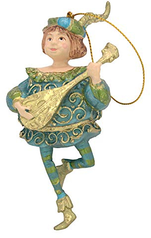 crafts & design Musiker mit Mandoline, Deko Hänger mit Verzierungen, Christbaumschmuck grün/Gold, 13 cm