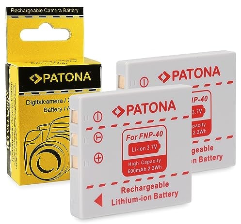PATONA 2X NP-40 Akku 600mAh Ersatzakku kompatibel mit Fuji Fujifilm FinePix F402 F455 F460 F610 F650 F700 Konica Minolta Dimage X1 Panasonic Lumix FX2 Pentax Optio A10 Samsung Digimax i5 NP40 NP 40