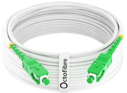 Octofibre - Cable Fibra Óptica Router - 20 Metros - Reforzado con Blindaje de Kevlar - SC APC a SC APC - 10 Años de Garantía