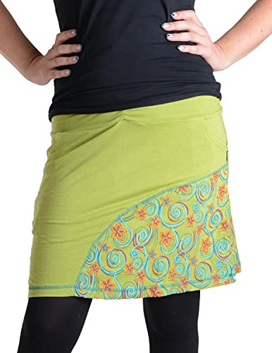 Vishes - Alternative Bekleidung - Mit Spiralen bedruckter und bestickter Baumwollrock hellgrün-grün 38