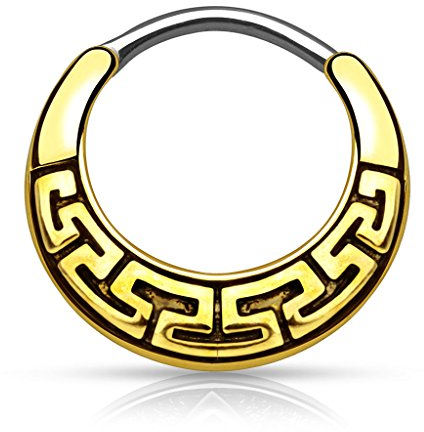 Nasenpiercing Septum Tribal Nasenring aztekisch Chirurgenstahl Azteken Muster Nasen Ring antik-Gold