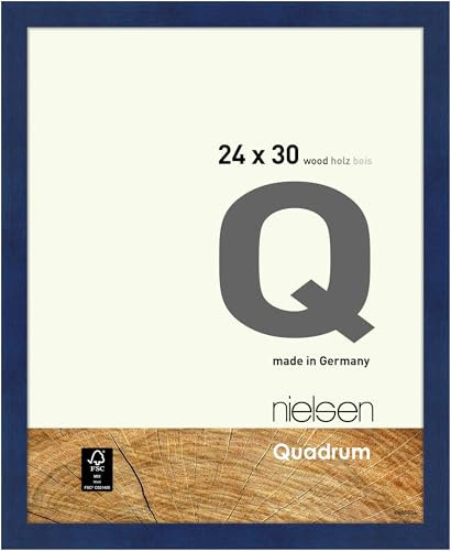 nielsen Bilderrahmen, 24 x 30 cm, Holz, Blau, Rahmen zum Aufhängen im Hoch- & Querformat, Echtglas, Quadrum