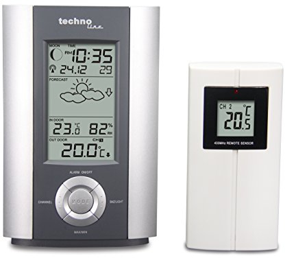 Technoline Smart Effects WS6710 Quartz Alarm Clock and Weather Station with Outside Sensor