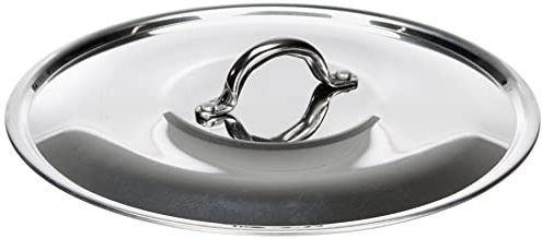 Pentole Agnelli Alluminio 2 mm Coperchio Tondo con Ponticello senza Orlo, Lucido, Argento, 24 cm