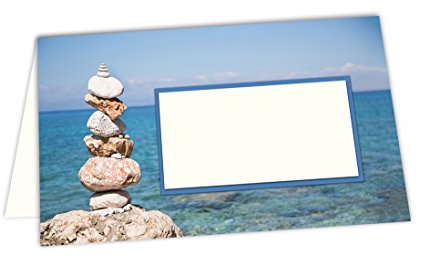 Logbuch-Verlag 50 kleine Tischkarten Namensschilder blau weiß maritim Meer sommerlich Steine Geburtstag sommerlich