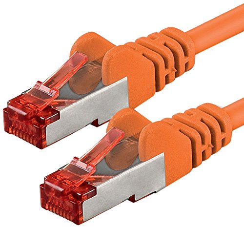 1aTTack.de - 1x 20m câble patch CAT6 S/FTP PIMF blindage CAT.6 câble réseau RJ45 câble Ethernet DSL LAN routeur commutateur modem panneau de brassage - orange - 1 pièce