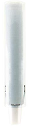 San Jamar Water Cooler Cup Dispenser, Clear, Fits Cups 120 ml-300 ml / 4-11 oz, Flip Cap for Easy Refilling, Dispenser Can Be Wall Mounted, Fixings Included, CF668 | Includes wall-mounting fixings for easy setup, with a handy flip-top cap for quick, hygienic refilling on busy premises.