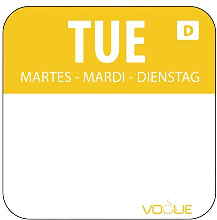 Vogue Selbstauflösende Lebensmittelrotationsetiketten Dienstag