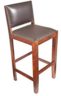 MASSIVMOEBEL24.DE Oxford Barhocker Echtleder Akazie, Farbe:Dunkelbraun, Anzahl:1 Stück, Material:100% Echtleder