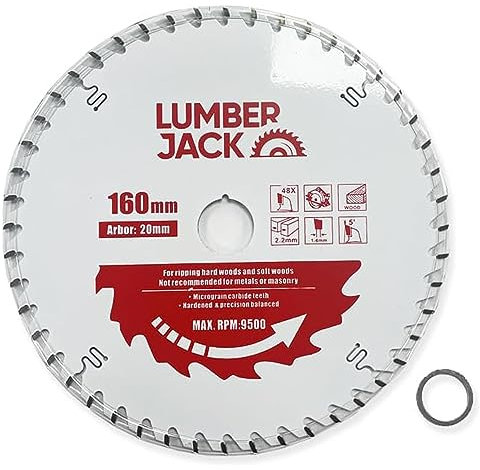 LUMBER JACK 160mm x 20mm x 2.2mm 48 Tooth Circular Saw Blade Fits Festool Plunge saw Track TS55 TSC55, Tungsten Carbide Tipped