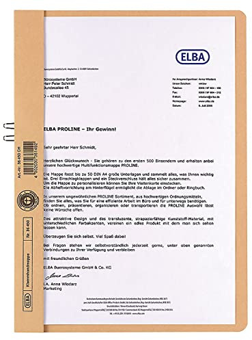 Elba 400001022 Klemmhandmappe, DIN A4, ohne Vorderdeckel, chamois