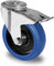 Lenkrolle mit Rückenloch und Feststeller 100 mm Elastik Blue Wheels