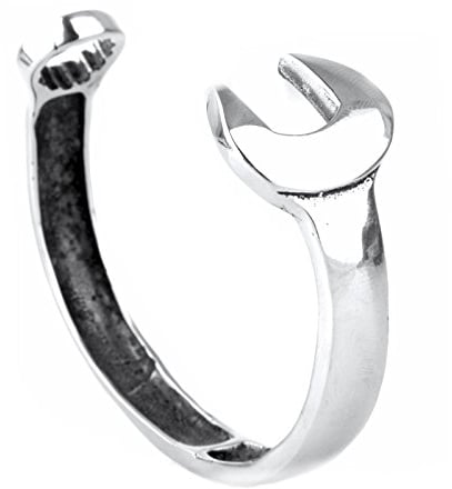 COPAUL Punk Rock Jewelry Men Stainless Steel Wrench Cuff Off Bangle,Silver