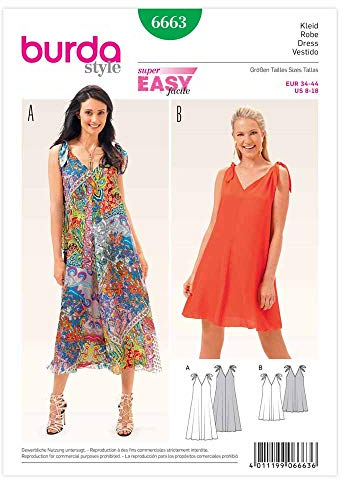 Burda B6663 Schnittmuster Kleid Papier weiß 19 x 13 x 1 cm