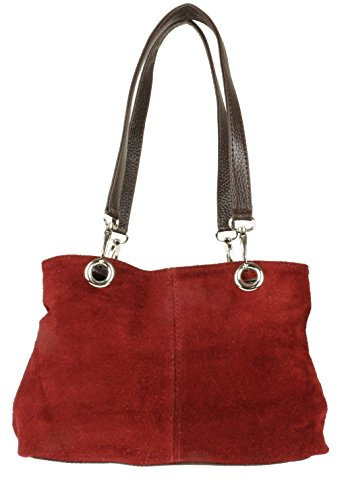 Girly Handbags Italienische Umhängetasche aus Wildleder (Burgunderrot)
