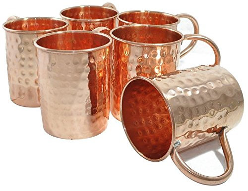 Zap Impex, bicchiere per Moscow Mule in rame battuto, set di 6 tazze