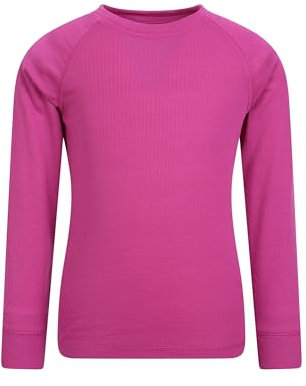 Mountain Warehouse Talus Kids Base Layer Top - Breathable & Lightweight, Moisture Wicking, Boys & Girls - Autumn, Winter, Outdoors, Travelling & Hiking Bright Pink (02) Kids Size 7-8 Years