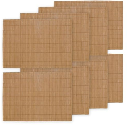 BambooMN Bamboo Placemat/Sushi Rolling Mat - 18 x 13 - Brown, 8 pcs