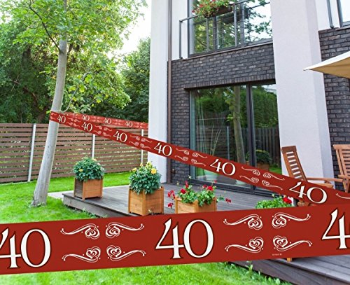 Folat Absperrband 40 ROT, PVC, ca. 15 Meter x 7,5 cm - Meterpreis Euro 0,20