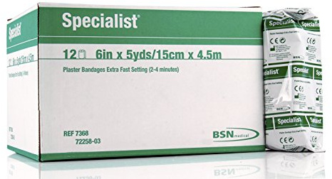 BSN 7368 6 in. x 5 yard Extra-Fast-Setting Green Label Specialist Plaster Bandages, 12 per Box