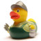 Duckshop I Badeente Landwirt I Quietscheente I L: 8 cm I inkl. Quietscheentchen-Schlüsselanhänger im Set I Geschenk für Bauern I Präsent Sammler