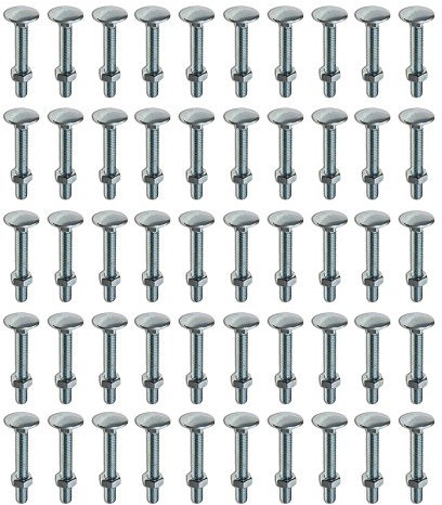 M6 x 30mm Cup Square Bolt & Hex Nut - 50 Pack