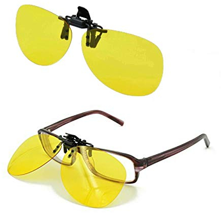 Clip On Night Driving Glasses / Day Driving Glasses UV Protected / Reduce Glare From Headlamps, Snow, Sun, Fits all Glasses