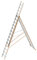 Layher 1040014 Allzweckleiter Topic, Aluminiumleiter 3-teilig 3x14 Sprossen, ausziehbar, beidseitig begehbar, klappbar, Länge 10.05 m