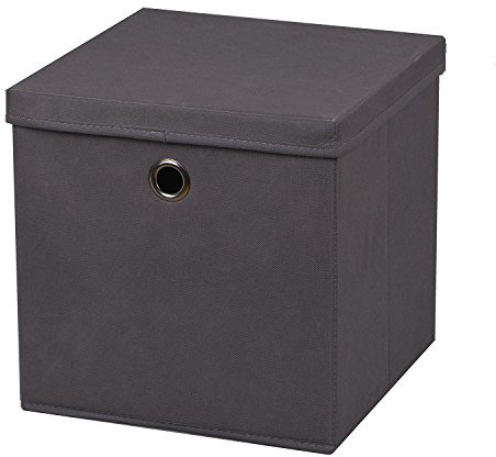 5 Stück Faltbox Dunkelgrau 28 x 28 x 28 cm Aufbewahrungsbox faltbar mit Deckel