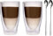 Filosa® Latte Macchiato Gläser doppelwandig (2x 370ml) + 2x Löffel, Espresso Gläser, Teegläser, Cappuccino Gläser, Thermogläser doppelwandig Latte Gläser, Doppelwandige Gläser Latte Macchiato