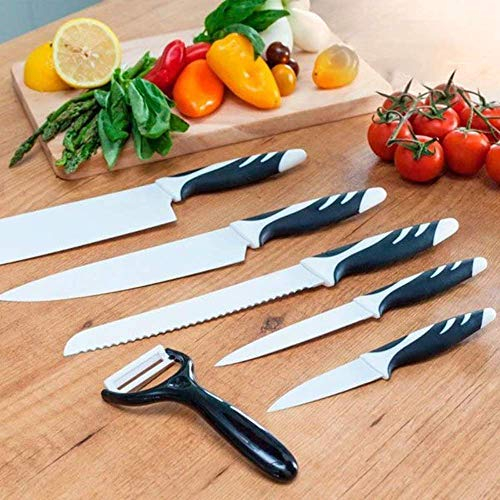Cecotec Set de 6 Cuchillos Profesionales suizos, Color Negro