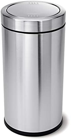 simplehuman CW1442 55L Swing Top Office Business Commercial Bin, Large Capacity, Balanced Swing Lid, Lift-Off Lid, Non-Skid Base, Inner Bucket, Brushed Heavy-Gauge Stainless Steel