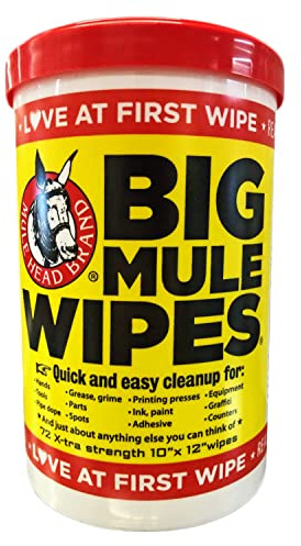 Big Mule Wipes BMW-6 Mule Head Brand Wipes 72 Count Oil and Grease/Grime Remover