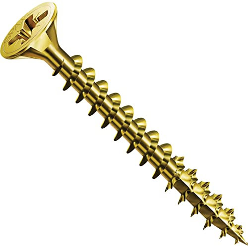 SPAX Screws Size 3.5mm x 45mm Flat Countersunk Pozi Zinc Yellow Passivated - 1 Box Pack (200 Pieces)