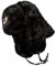 Russische Uschanka-Mütze, aus Kunstfell, 59 cm, mit abnehmbarem Sowjet-Abzeichen Gr. One size, schwarz