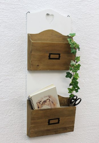 DanDiBo Wandregal Postbox mit Herz Zeitungsständer 12028 Regal 63cm Küchenregal Wand Zeitungshalter im Landhaus Look Vintage Shabby Chic