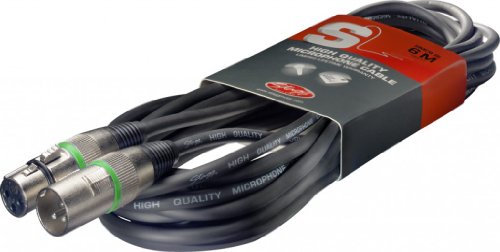 Stagg 20ft. Standard Mic Cable - XLR/XLR - Black with Green Color Coding