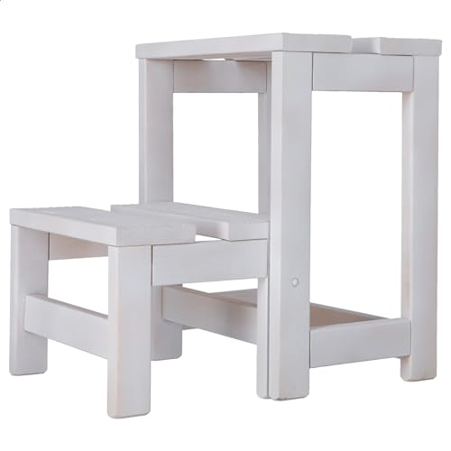 Aranaz Escalera banqueta, Madera de Haya, Blanco