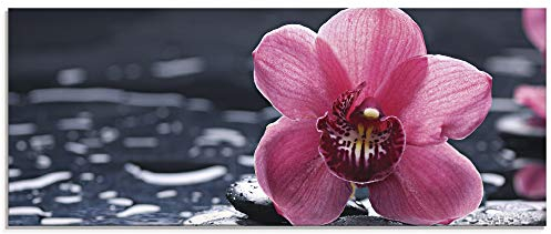 ARTland Wanddeko Glasbilder Wandbild Glas Bild einteilig 125x50 cm Querformat Asien Natur Botanik Blumen Blüten Orchideen Zen Entspannung Pink T9MN