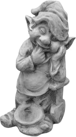 gartendekoparadies.de Gnom Macht den Garten schön, Steinfigur Wichtel, H. 46 cm, 12 kg, Grau, frostsicher aus Steinguss für Außenbereich