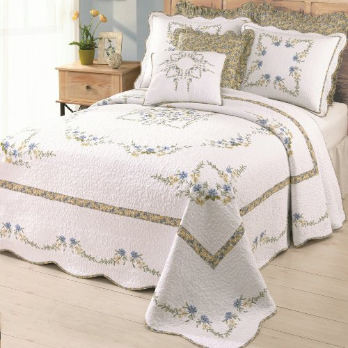 MODERN HEIRLOOM Heather Embroidered Single Pillow Sham - Lightweight Breathable All Seasons Bedding, Standard Sham, Blue/White